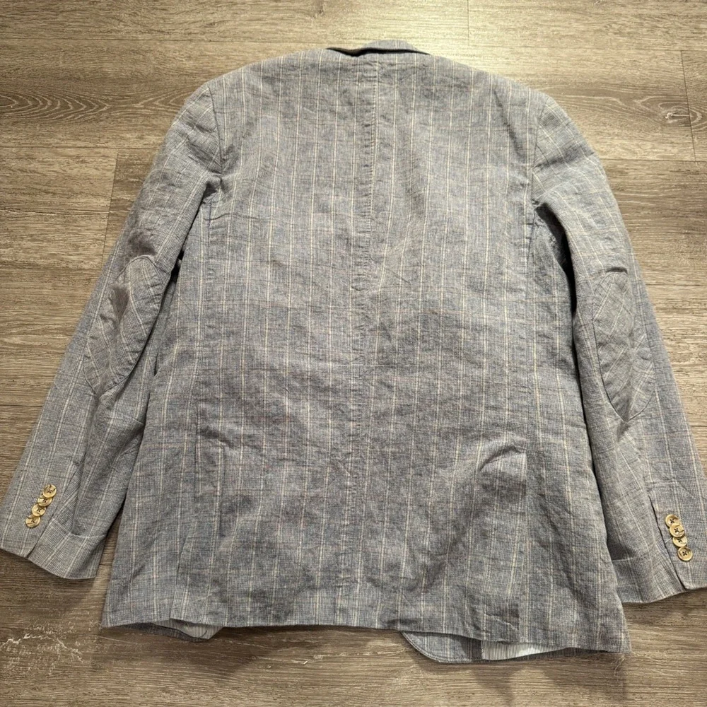 Joseph Abboud Sport Coat Mens L 42R Gray Plaid Linen Vacation Heritage Blazer